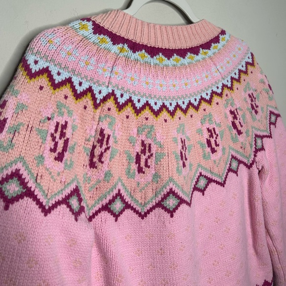 LoveShackFancy Honeypie Classic Boyfriend Cardigan Berry Smash Pearl Button Up - Picture 6 of 14